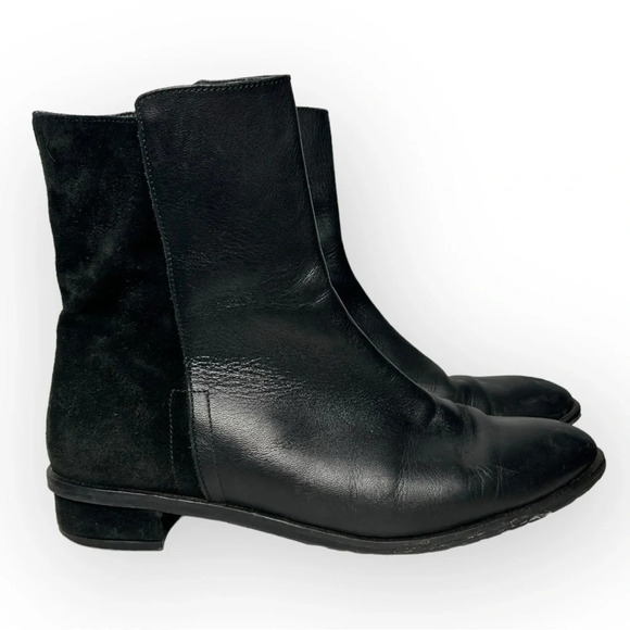 Barbara Barbieri Black Suede and Leather Side Zip Ankle Bootie 39 - Picture 2 of 8